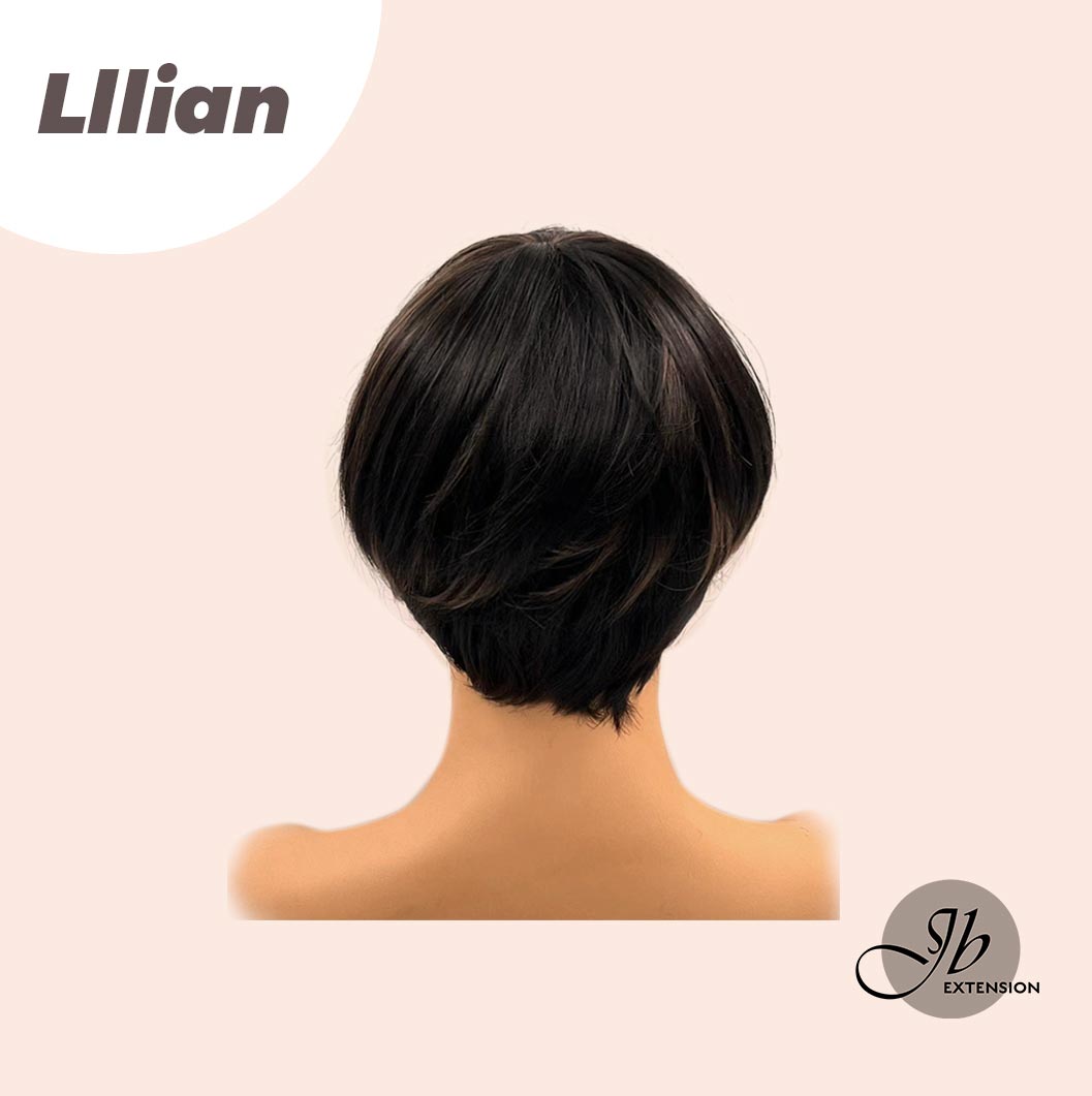 JBEXTENSION 8 Inches Pixie Cut Black Mix Brown Color Wig LILLIAN