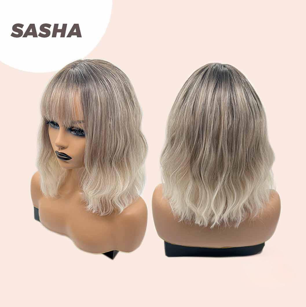 JBEXTENSION 14 Inches Short Hair Mix Blonde Balayage Body Wave Wig SASHA