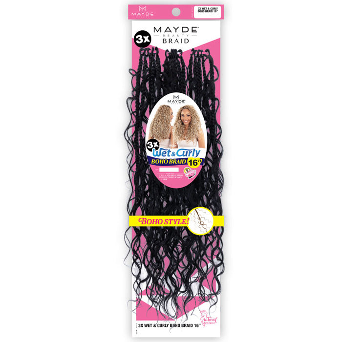 Mayde Pre-Loop Crochet Braid - 3X WET & CURLY BOHO BRAID 16"