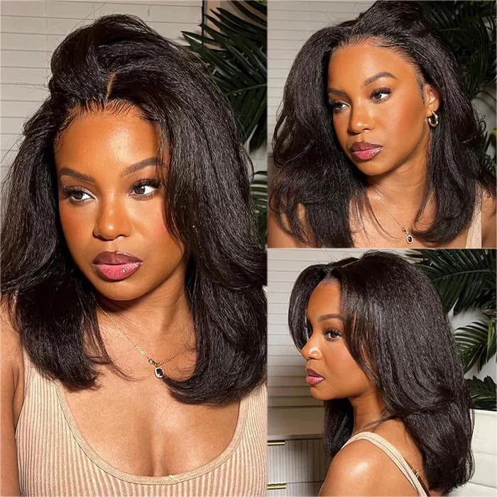 13x4 Lace Frontal Yaki Straight Pre Cut & Pre-Plucked Real Ear To Ear Pre-All Glueless Wig