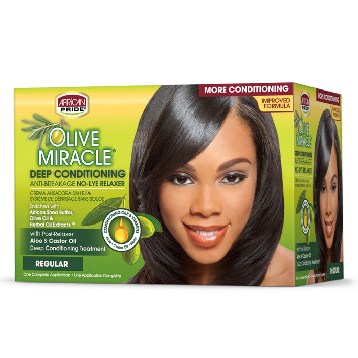 African Pride Olive Miracle Deep Conditioning No-Lye Relaxer Creme - REGULA / SUPER