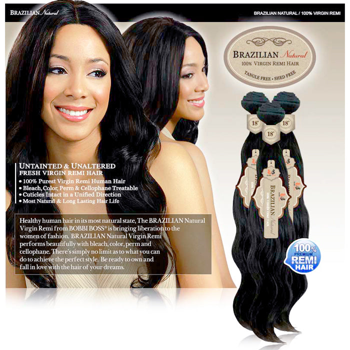 Bobbi Boss Bonela Brazilian 100% Virgin Remy Unprocessed Human Hair Weave - NATURAL WAVE 14-22"