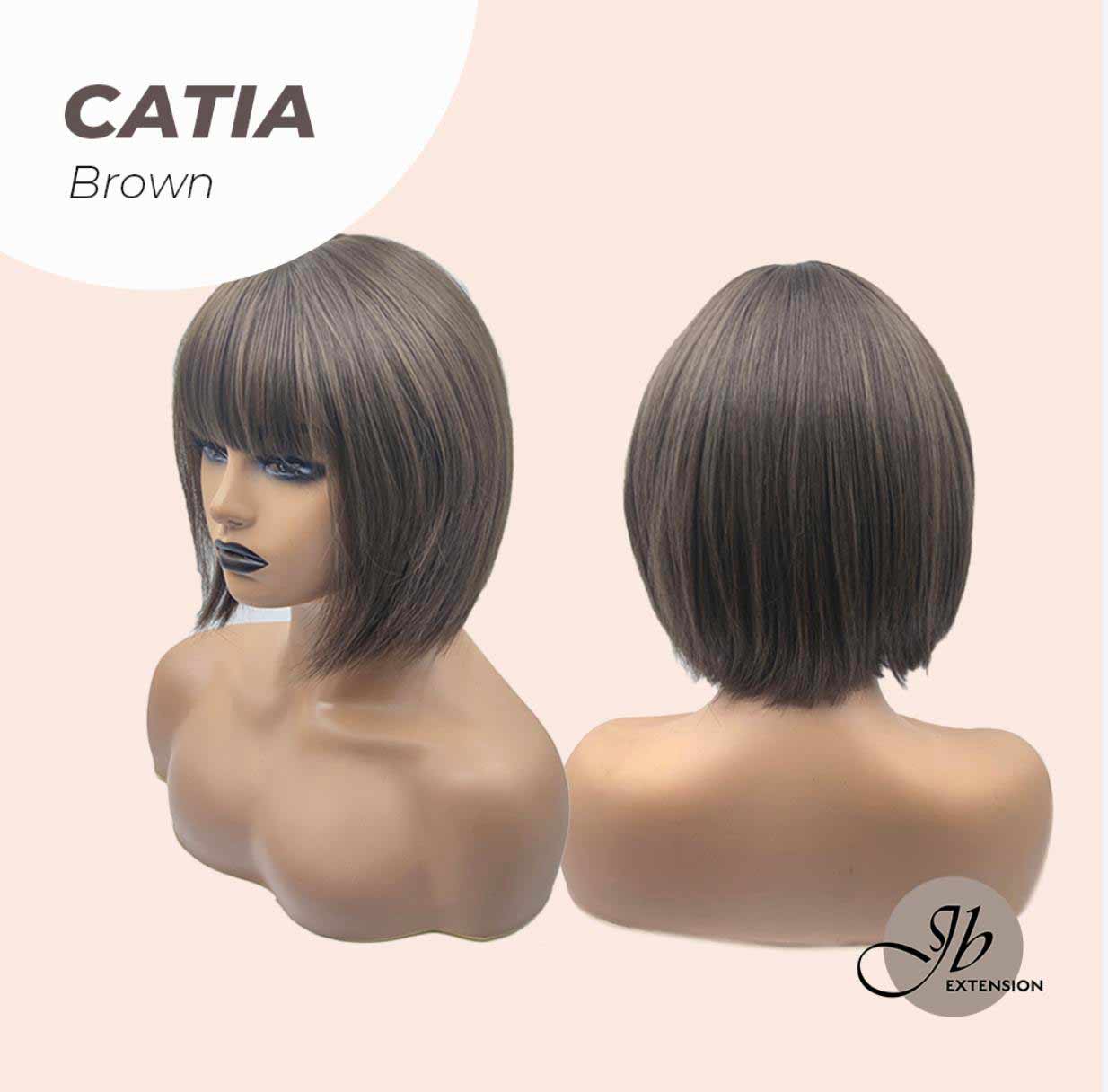 JBEXTENSION 10 Inches Short Bob Cut Brown Wig CATIA BROWN
