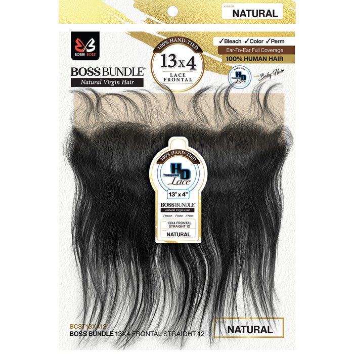 Bobbi Boss Bundle 100% Virgin Human Hair 13X4 HD Lace Closure - STRAIGHT 12"