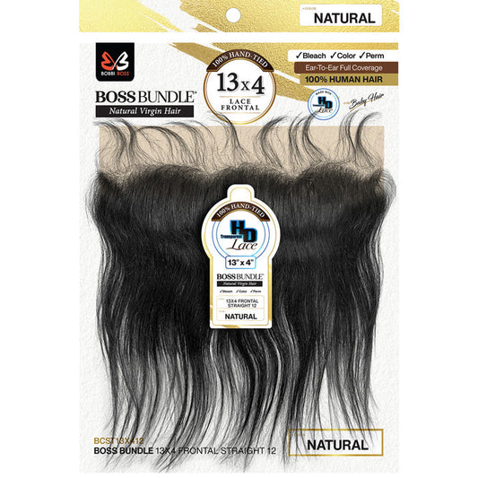 Bobbi Boss Bundle 100% Virgin Human Hair 13X4 HD Lace Closure - STRAIGHT 12"