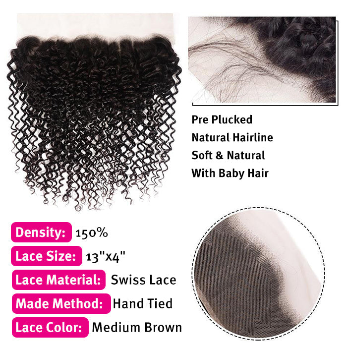 Brazilian Curly Hair 4 Bundles with 13*4 Lace Frontal Virgin Human Hair