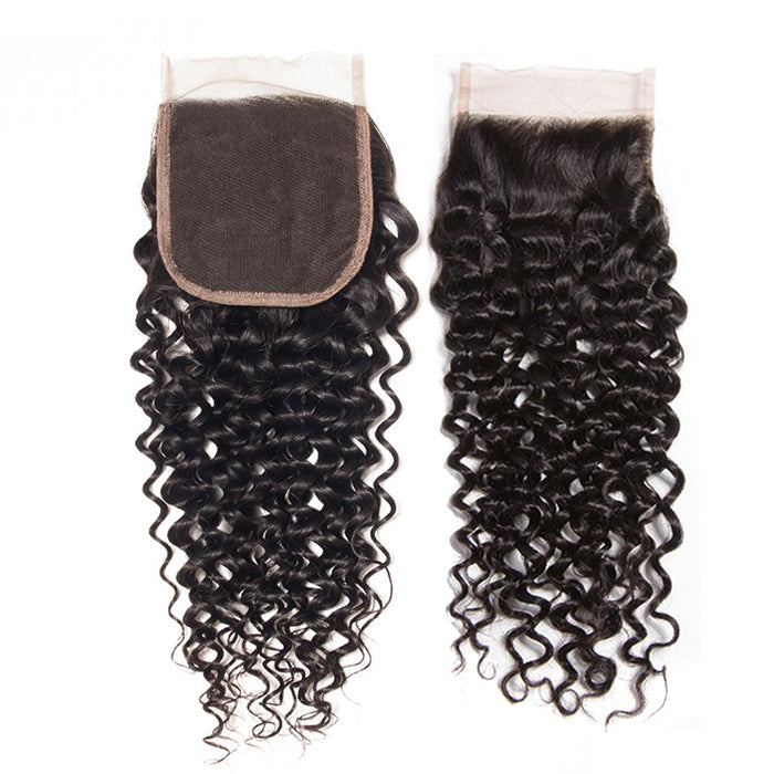 Brazilian Curly Hair 4 Bundles with 4*4 Lace Closure Virgin Human Hair