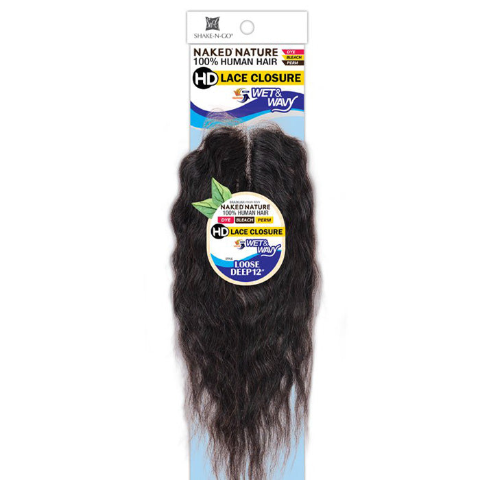 Shake N Go Naked 100% Human Hair HD Lace Wet & Wavy Closure - LOOSE DEEP 12
