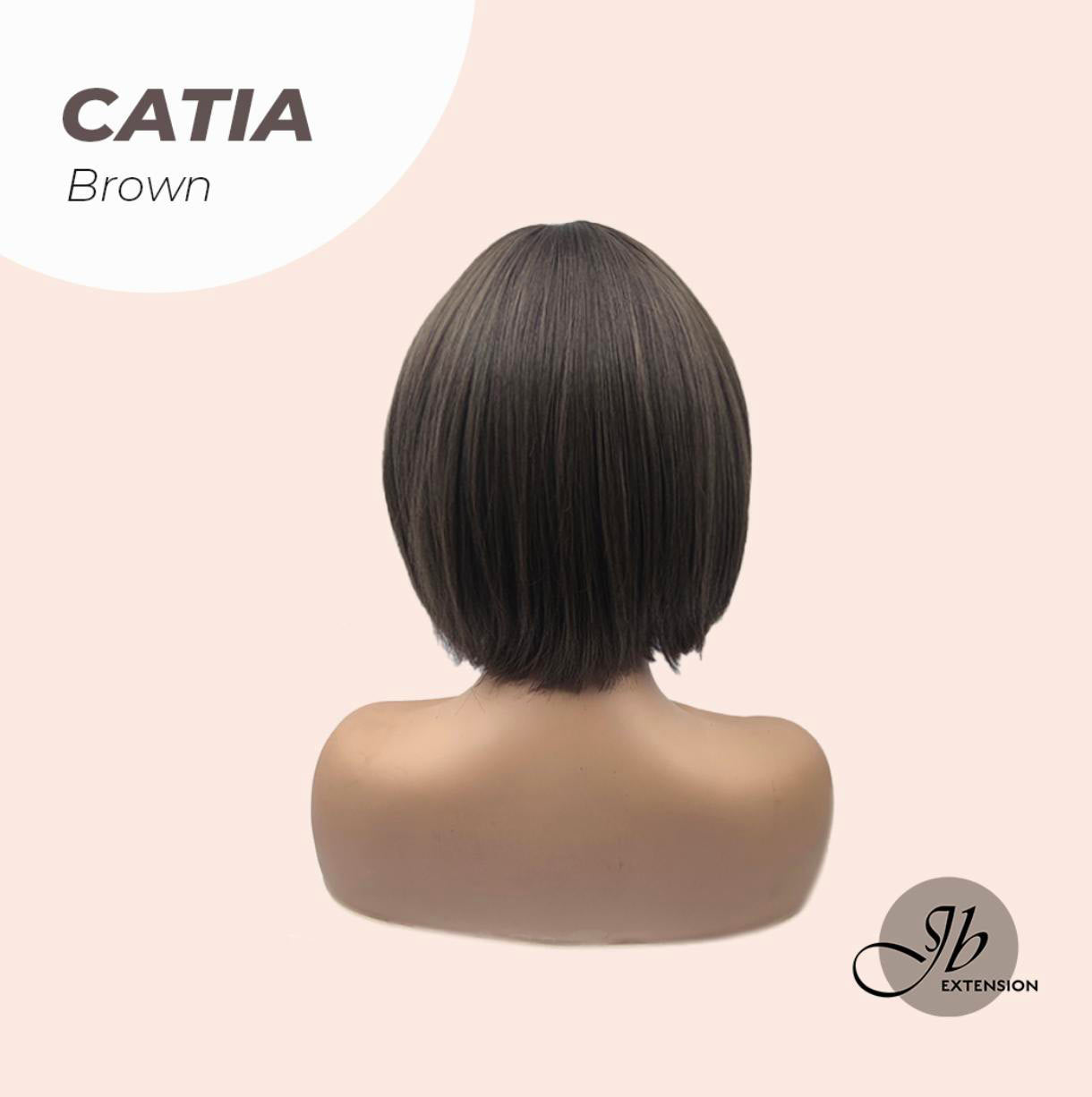 JBEXTENSION 10 Inches Short Bob Cut Brown Wig CATIA BROWN