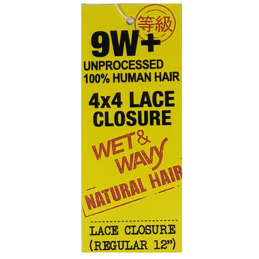 Shake-N-Go 100% Unprocessed Natural Human Hair 9W DEEP INDIAN WET&WAVY 4X4 LACE CLOSURE