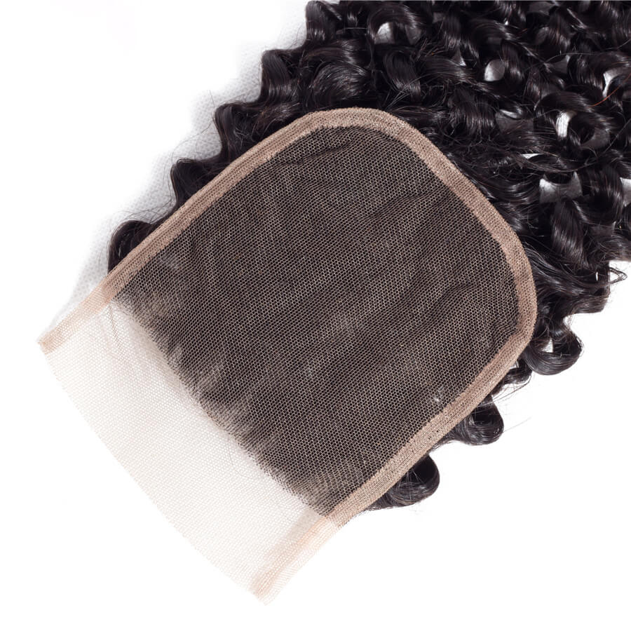 4x4 HD Transparent Lace Closure Deep Wave Human Hair Closure Natural Black Hair Top Swiss Lace