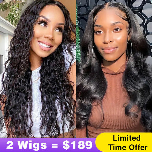 2Wigs = $189 | 8x5 Glueless Body Wave Wig + 8x5 Glueless Water Wave Wig