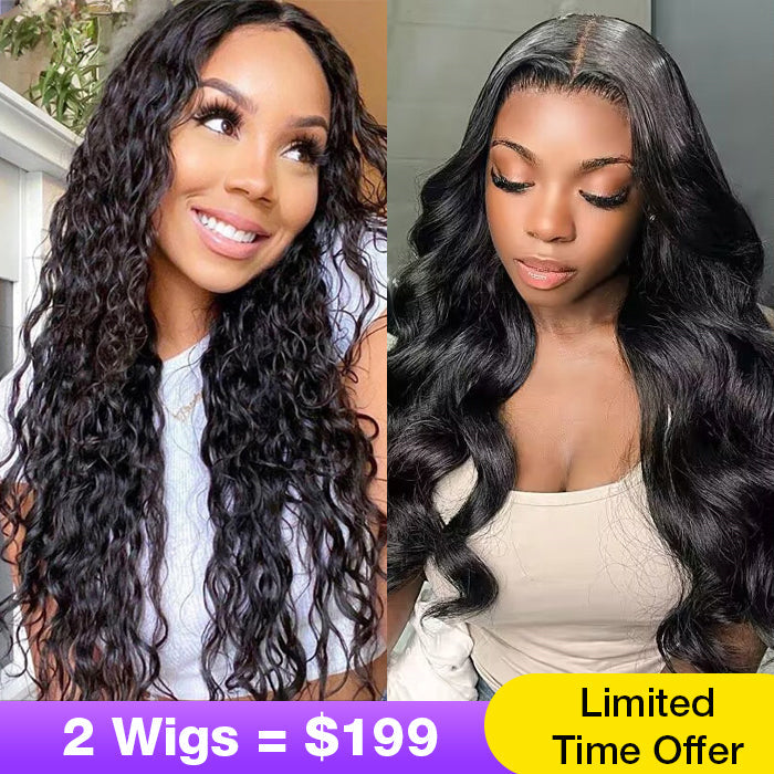 2Wigs = $199 | Water Wave & Body Wave Glueless Pre Everything Put On & Go Wig Beginner Friendly
