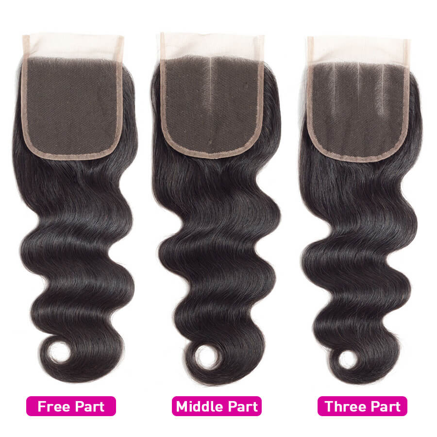 4x4 HD Transparent Lace Closure Body Wave Human Hair Closure Natural Black Hair Top Swiss Lace