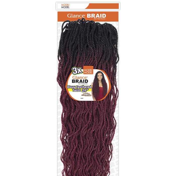 Model Model Glance Crochet Braids - WAVY FEATHERED TWIST BRAID 24" 3X