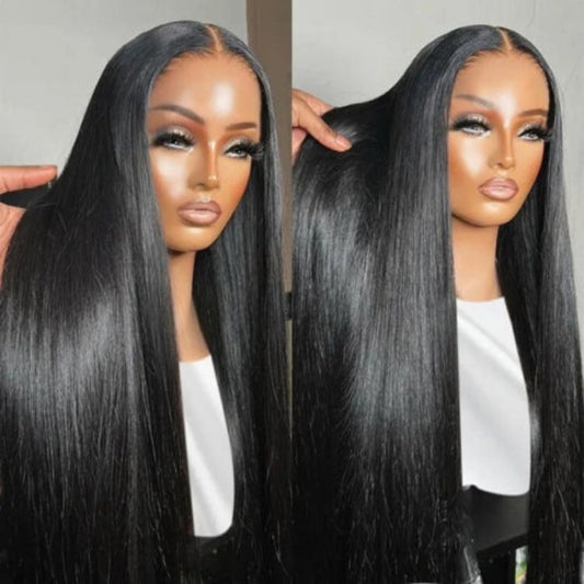 +$9.9 Get A Wig | Drawstring Cap Glueless 13x4 Frontal Lace Human Hair Wig Straight Pre-Cut Lace 220% Density