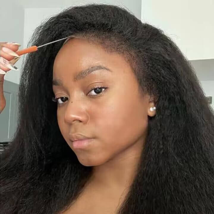 Kinky Edges Hairline Lace Front Wigs Pre Cut 8x5 13x4 HD Lace Human Hair Wigs 180% Density