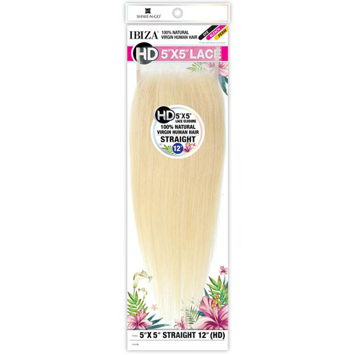 Shake N Go 100% Virgin Human Hair 5X5 HD Lace Closure - STRAIGHT 12