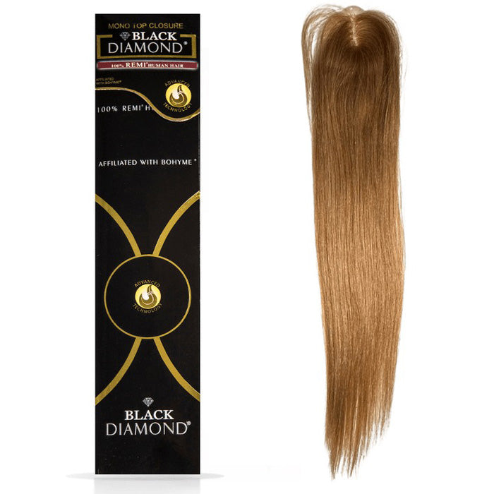 Black Diamond 100% Remi Human Hair Mono Top Closure - STRAIGHT 12"
