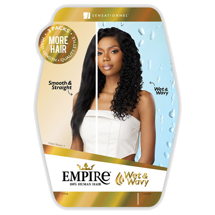 Sensationnel Empire  Wet & Wavy 100% Human Hair Weave - DEEP - 3 Packs Multi-Length
