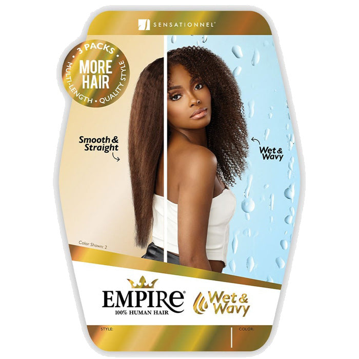 Sensationnel Empire  Wet & Wavy 100% Human Hair Weave - KINKY CURLY - 3 Packs Multi-Length