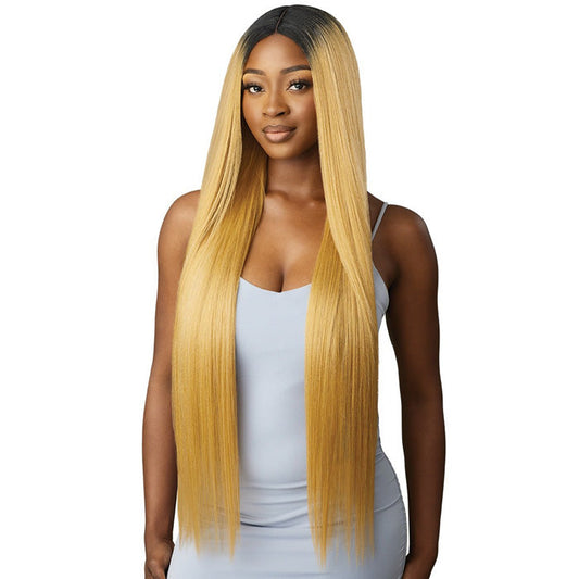 Outre Purple Pack Brazilian Boutique Human Hair Blend Weave - VIRGIN SLEEK PRESSED 4PCS (26/28/30 inch + 4 inch lace closure)