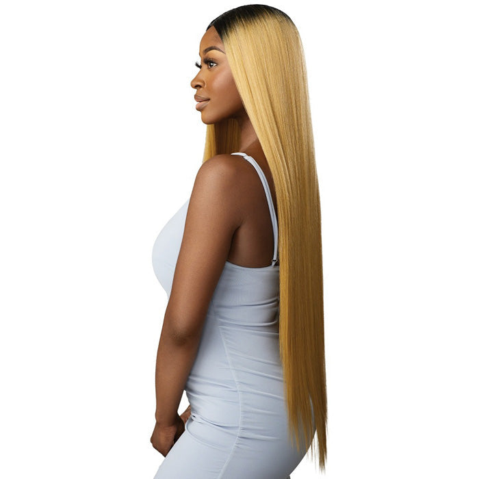 Outre Purple Pack Brazilian Boutique Human Hair Blend Weave - VIRGIN SLEEK PRESSED 4PCS (26/28/30 inch + 4 inch lace closure)