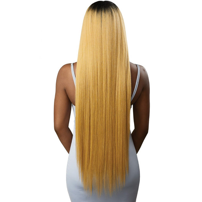 Outre Purple Pack Brazilian Boutique Human Hair Blend Weave - VIRGIN SLEEK PRESSED 4PCS (26/28/30 inch + 4 inch lace closure)