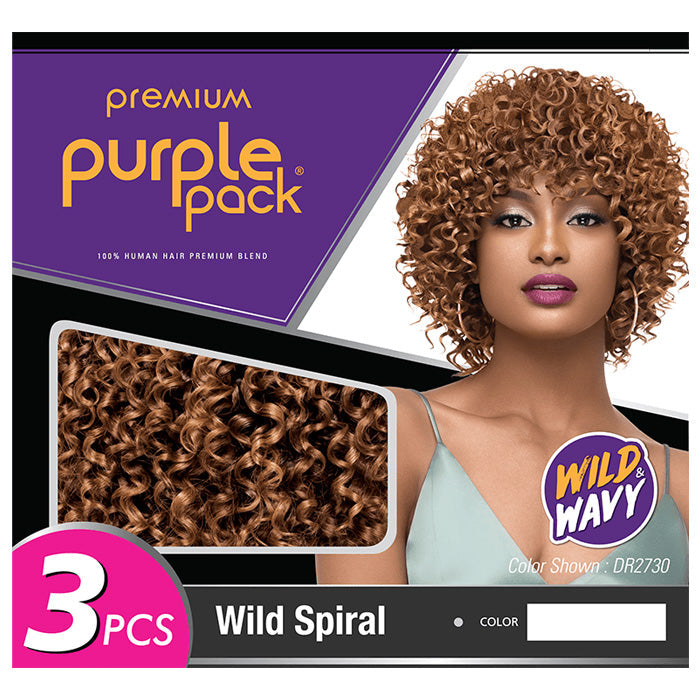 Outre Premium Purple Pack Wild & Wavy Weave 100% Human Hair Blend - WILD SPIRAL 3 Pcs