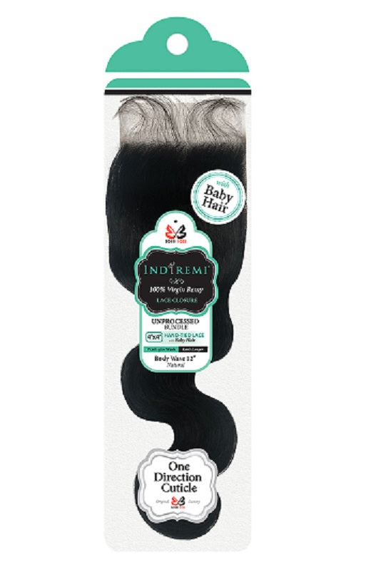 Bobbi Boss Indi Remi 100% Unprocessed Human Hair 4X4 Lace Closure - BODY WAVE