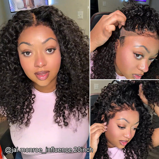 Free Wig Inside | 4C Curly Edges Invisi-String Snug Fit 360 Lace Frontal Curly Wigs Bleached Knots Pre Cut Lace Wigs