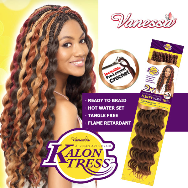 Vanessa Crochet Braid 2X African Arts Kalontress FLUFFY WAVE 18 Inch