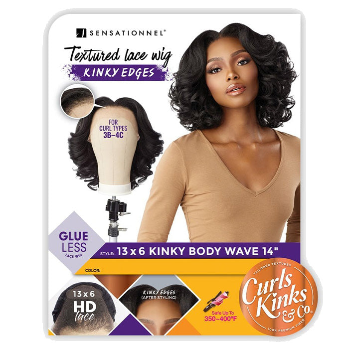 Sensationnel Curls Kinks & Co Glueless Kinky Edges 13x6 HD Lace Front Wig - 13x6 KINKY BODY WAVE 14"