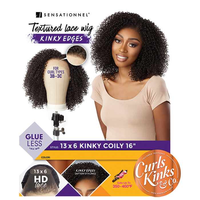 Sensationnel Curs Kinks & Co Glueless Kinky Edges 13x6 HD Lace Front Wig - 13x6 KINKY COILY 16"