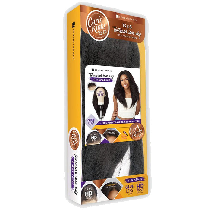 Sensationnel Curls Kinks Glueless HD 13x6 Lace Front Wig - 13x6 KINKY LAYERED BLOW OUT 22" - Kinky Edges