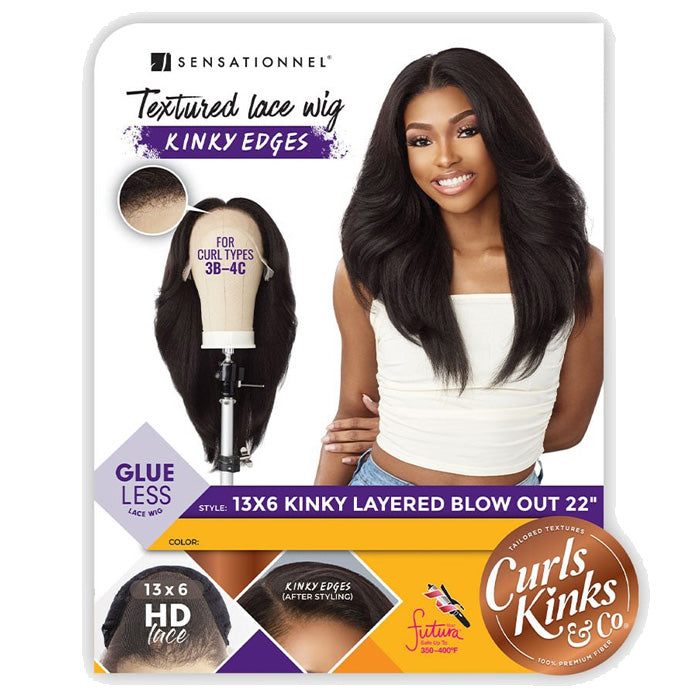 Sensationnel Curls Kinks Glueless HD 13x6 Lace Front Wig - 13x6 KINKY LAYERED BLOW OUT 22" - Kinky Edges