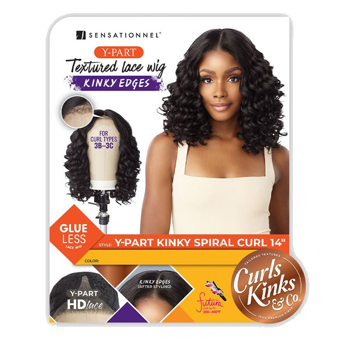 Sensationnel Curls Kinks & Co Glueless Textured HD Lace Front Wig - Y-PART KINKY SPIRAL CURL 14" - Kinky Edges