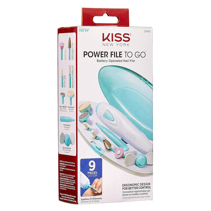 Kiss New York Battery Operated Nail File 9 Pieces - POWER FILE TO GO