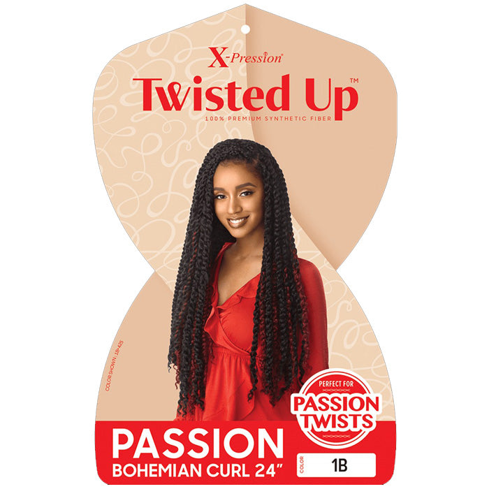 Outre X-Pression Twisted Up Crochet Braid - PASSION BOHEMIAN CURL 24"