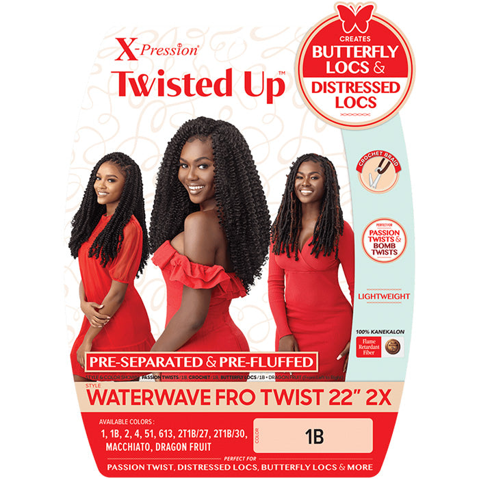 Outre X-Pression Twisted Up Crochet Braid - WATERWAVE FRO TWIST 22" 2X