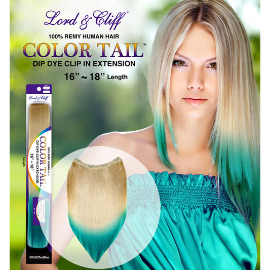 Lord & Cliff 100% Remy Human Hair Dip Dye Clip In Extension - STRAIGHT COLOR TAIL OMBRE TWO TONE 16-18"