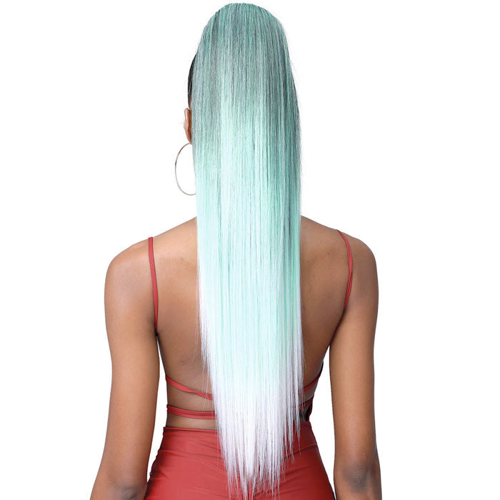 Bobbi Boss Human Hair Blend Tress Up Ponytail YAKY STRAIGHT 32"