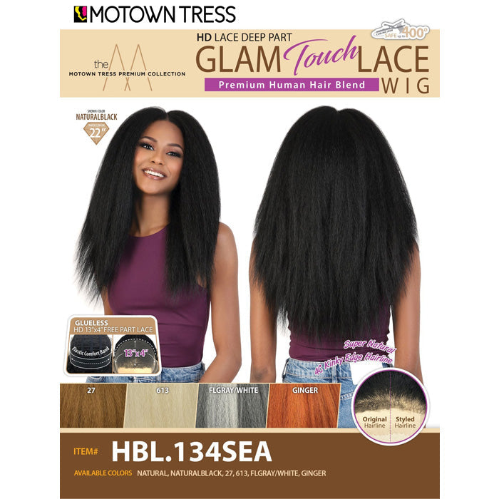 Motown Tress Glam Touch Human Hair Blend 13x4 Glueless HD Lace Wig - HBL.134 SEA