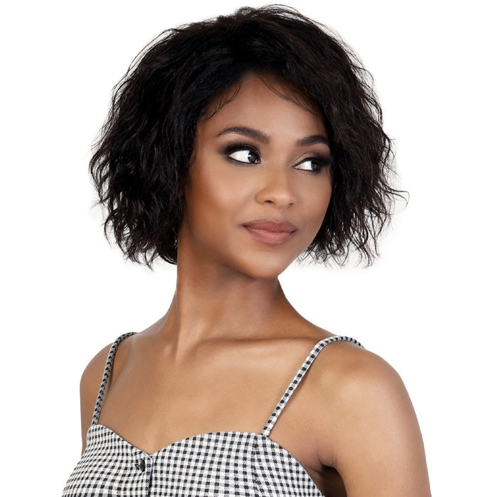 Motown Tress Secret Glueless 100% Virgin Remy Human Hair 13x4 HD Lace Front Wig - FRENCH WAVY BOB 10"