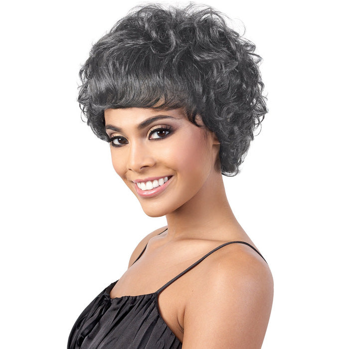 Motown Tress Human Hair Silver Gray Hair Collection Wig - S.LINDA