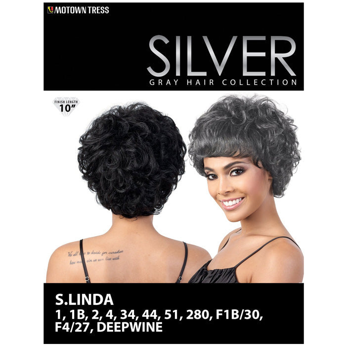 Motown Tress Human Hair Silver Gray Hair Collection Wig - S.LINDA