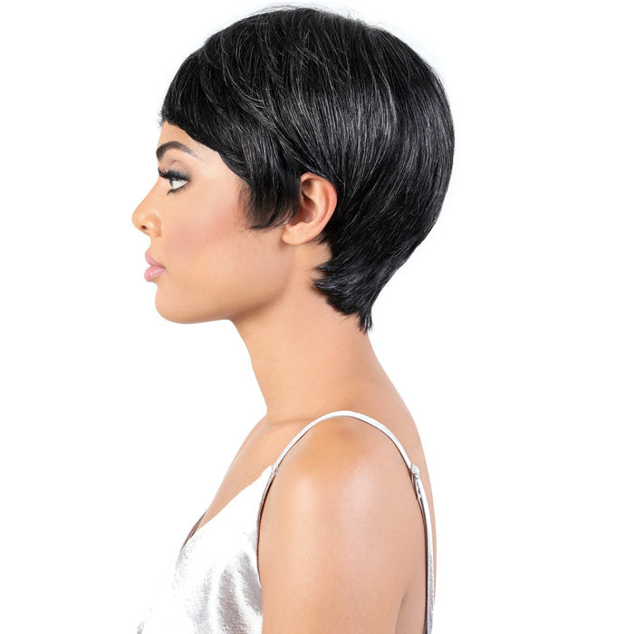 Motown Tress Human Hair Silver Gray Hair Collection Wig - SH PIXIE