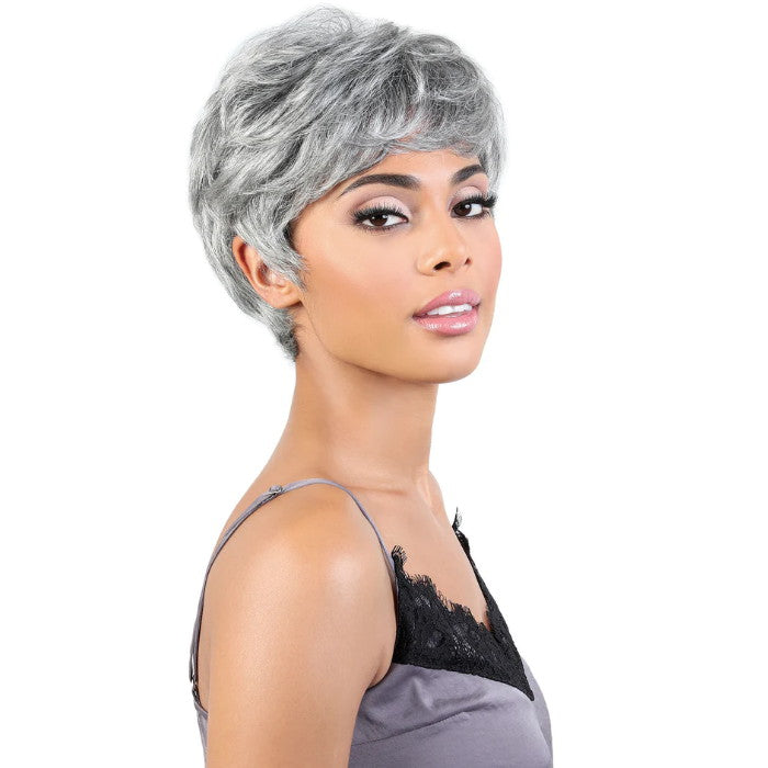 Motown Tress Human Hair Silver Gray Hair Collection Wig - SH AISHA