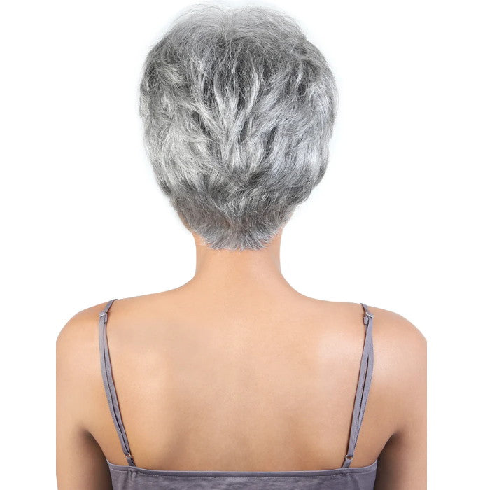Motown Tress Human Hair Silver Gray Hair Collection Wig - SH AISHA