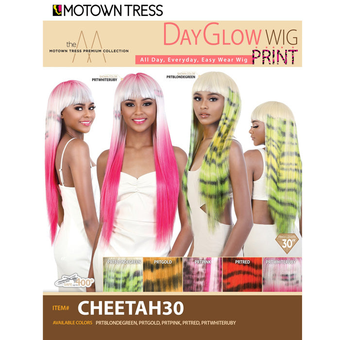 Motown Tress Day Glow Print Wig Full Wig - OL30-CHEETAH 30"